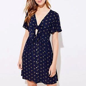 LOFT | NWOT Beach Tie-Front Floral Short Sleeve Dress